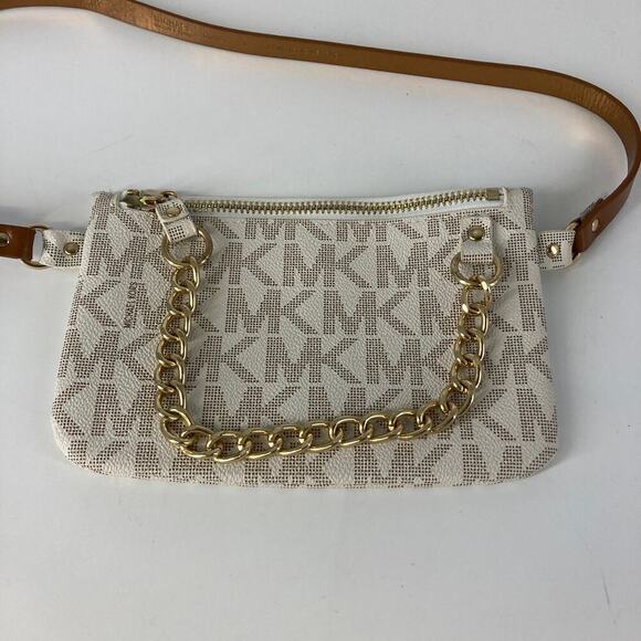 MICHAEL KORS, SMALL CREAM, BROWN FANNY PACK - Picture 2 of 7